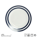 16PCS Porzellan-Abendessen eingestellt mit blauem Abziehbild-Streifen und Punkt-Entwurf